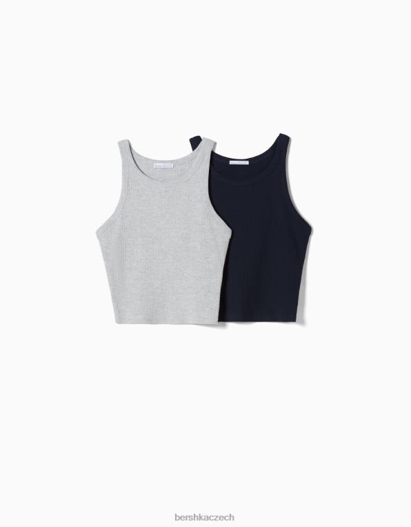 unisex Bershka 2-balení žebrovaných topů bez rukávů P88443780 oblečení vícebarevný