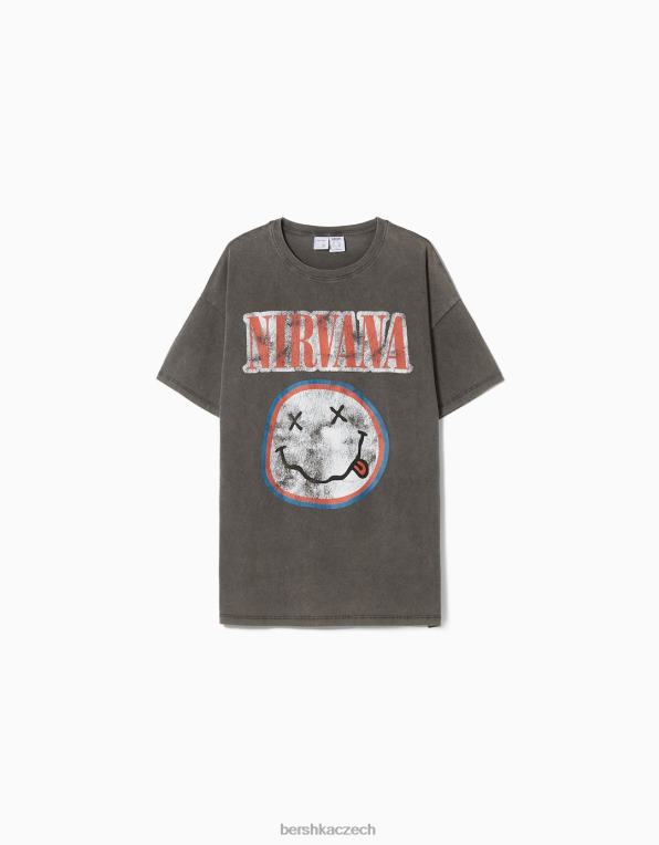 unisex Bershka Tričko s krátkým rukávem s potiskem nirvana P88443703 oblečení Šedá