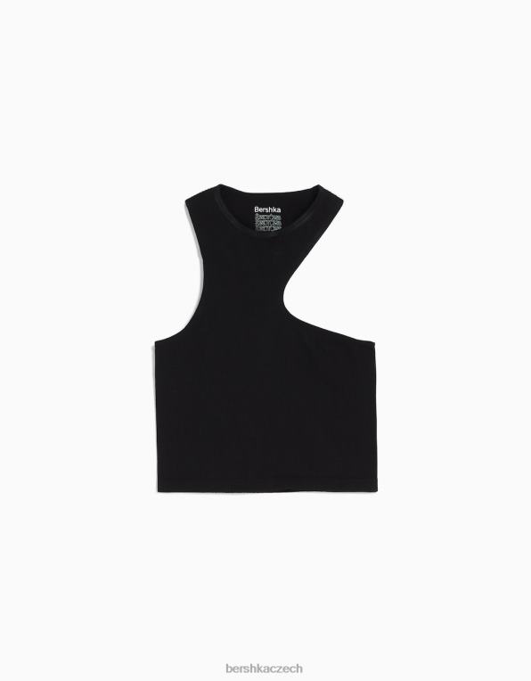 unisex Bershka asymetrický bezešvý top P88443844 oblečení Černá
