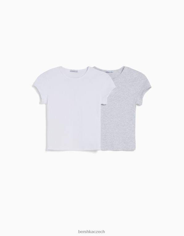 unisex Bershka balení 2 žebrovaných triček s krátkým rukávem P88443791 oblečení vícebarevný