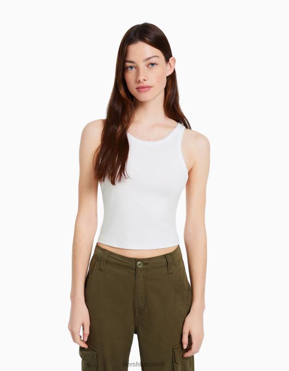 unisex Bershka žebrované tílko P88443846 oblečení špinavě bílé