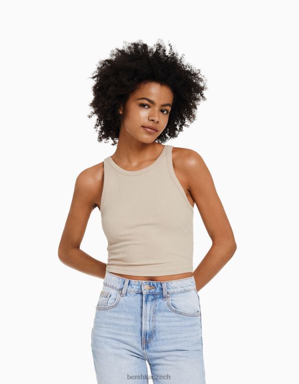 unisex Bershka žebrované tílko P88443847 oblečení béžový