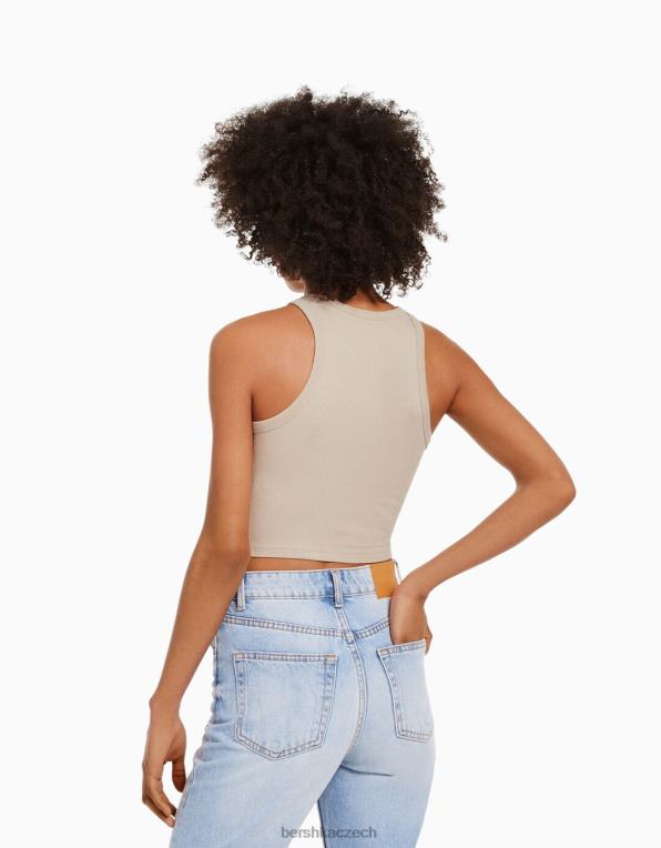 unisex Bershka žebrované tílko P88443847 oblečení béžový