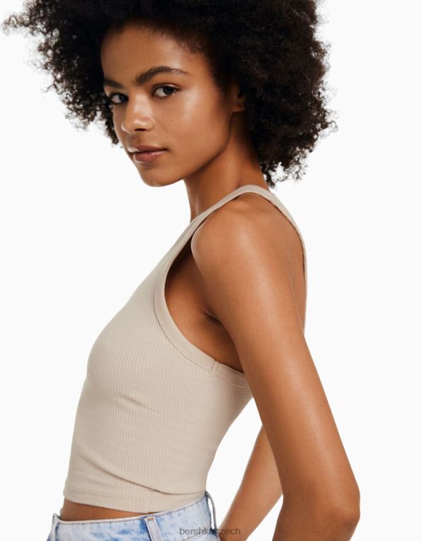 unisex Bershka žebrované tílko P88443847 oblečení béžový