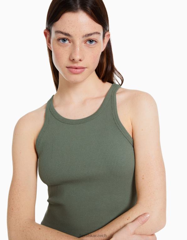 unisex Bershka žebrované tílko P88443853 oblečení khaki