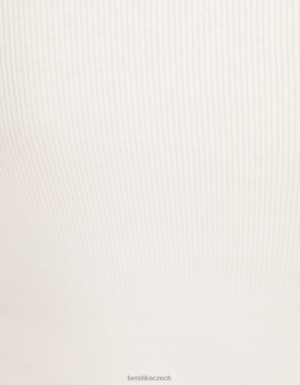 unisex Bershka žebrované tričko s dlouhým rukávem P88443803 oblečení bílý