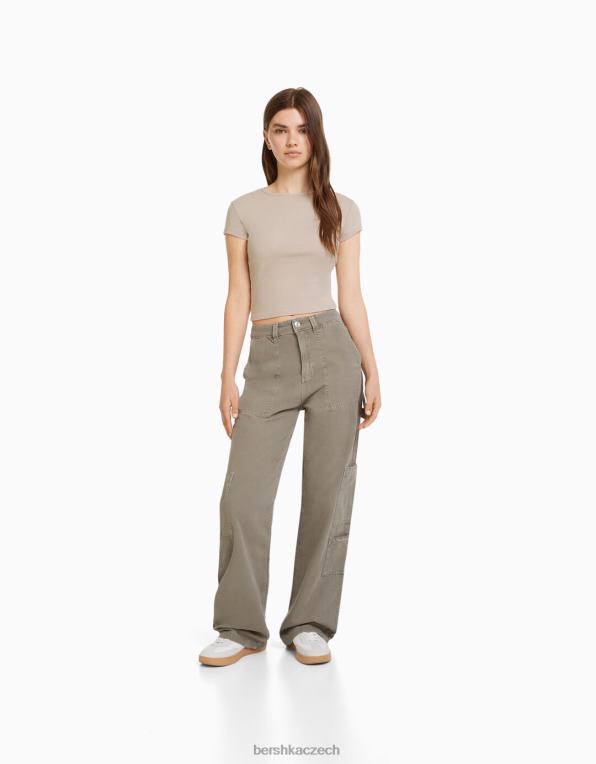 unisex Bershka žebrované tričko s krátkým rukávem P88443718 oblečení písek