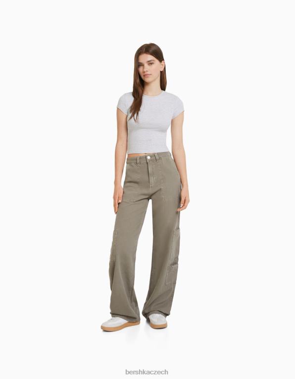 unisex Bershka žebrované tričko s krátkým rukávem P88443746 oblečení Šedá