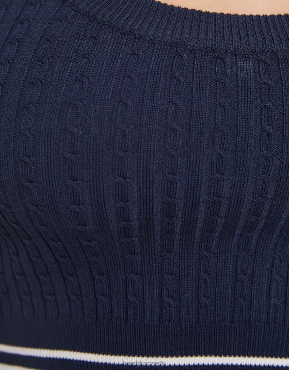 unisex Bershka kabelem pletený top P88443731 oblečení modrý