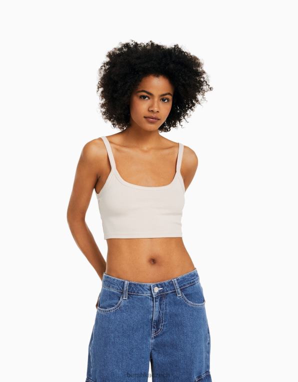 unisex Bershka oříznuté tílko P88443750 oblečení písek