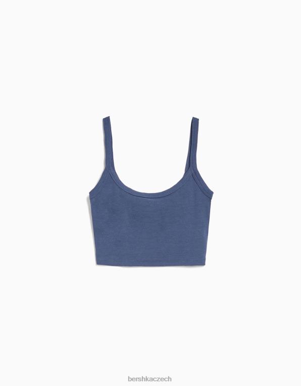 unisex Bershka oříznuté tílko P88443751 oblečení vymytá modrá