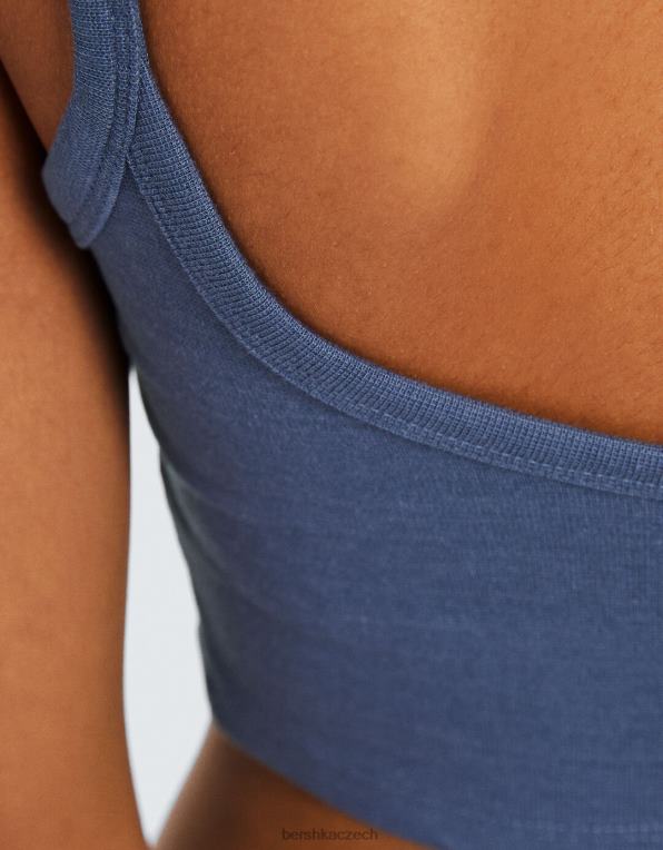 unisex Bershka oříznuté tílko P88443751 oblečení vymytá modrá