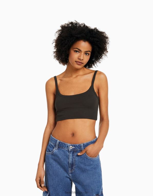 unisex Bershka oříznuté tílko P88443752 oblečení tmavošedý