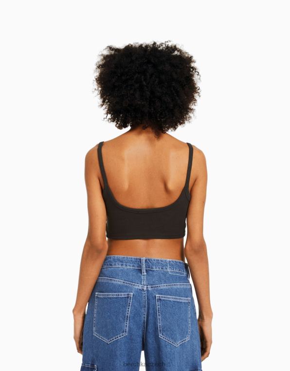 unisex Bershka oříznuté tílko P88443752 oblečení tmavošedý