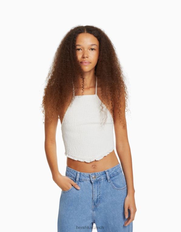 unisex Bershka ohlávka s detailem zavazování a řasenou gumou P88443769 oblečení krém