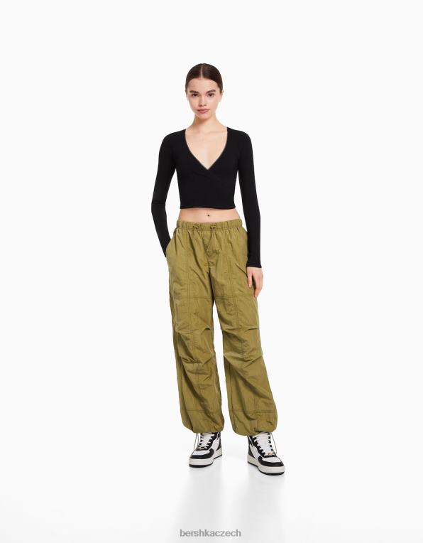 unisex Bershka překřížené tričko s dlouhým rukávem P88443755 oblečení Černá