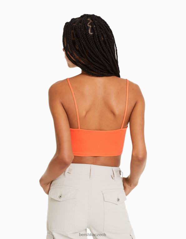 unisex Bershka páskový crop top P88443758 oblečení oranžový