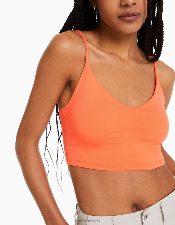 unisex Bershka páskový crop top P88443758 oblečení oranžový