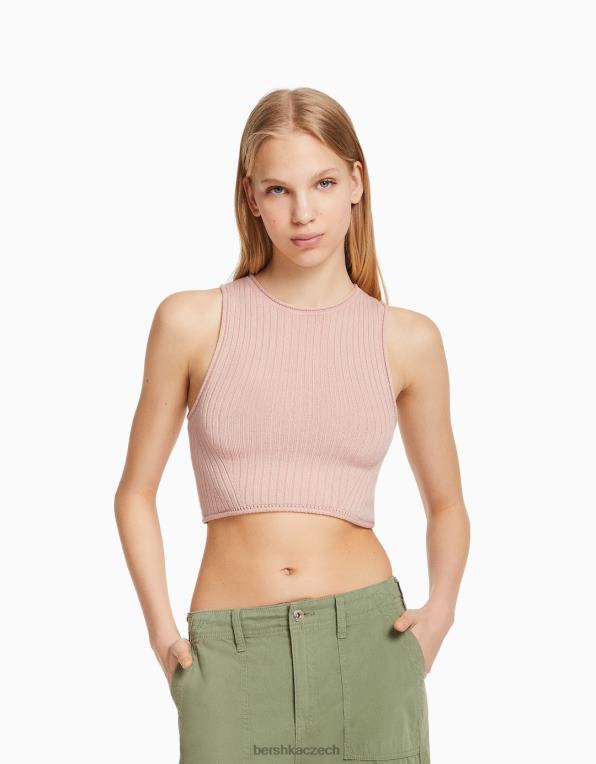 unisex Bershka pletený top bez rukávů P88443727 oblečení růžový