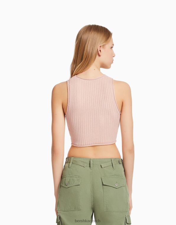 unisex Bershka pletený top bez rukávů P88443727 oblečení růžový