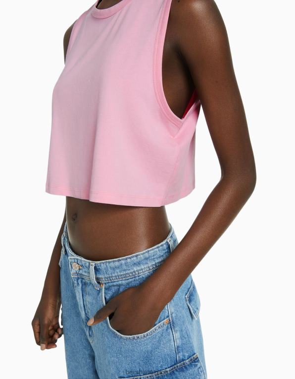 unisex Bershka tílko P88443777 oblečení růžový