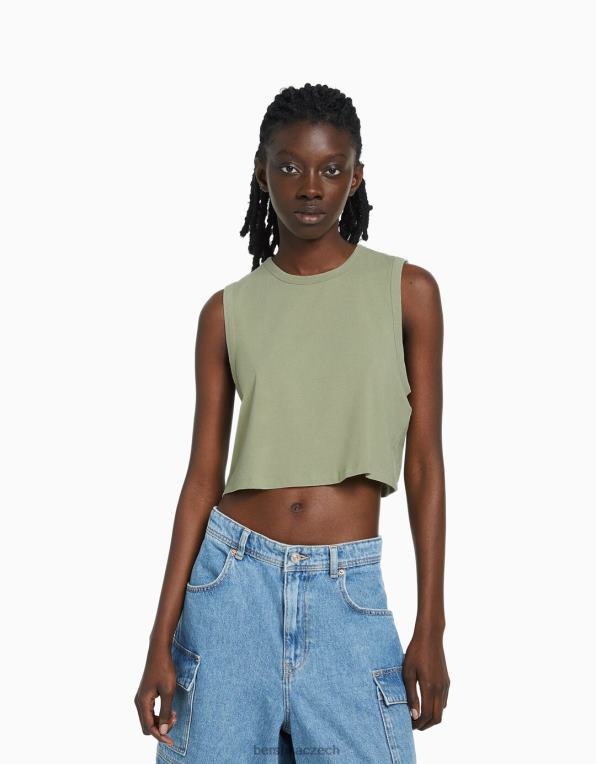 unisex Bershka tílko P88443778 oblečení khaki