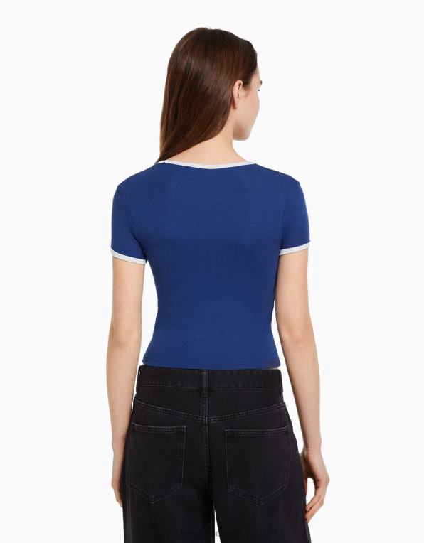 unisex Bershka tričko s krátkým rukávem a potiskem P88443737 oblečení námořnictvo