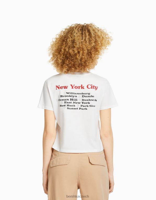 unisex Bershka tričko s krátkým rukávem a potiskem P88443743 oblečení krém