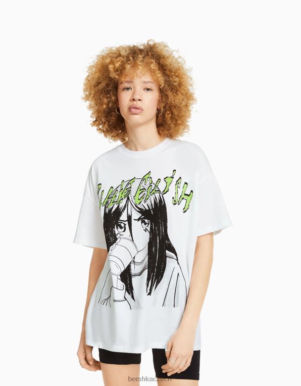 unisex Bershka tričko s krátkým rukávem billie eilish print P88443765 oblečení bílý
