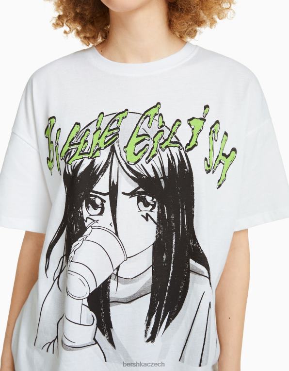 unisex Bershka tričko s krátkým rukávem billie eilish print P88443765 oblečení bílý