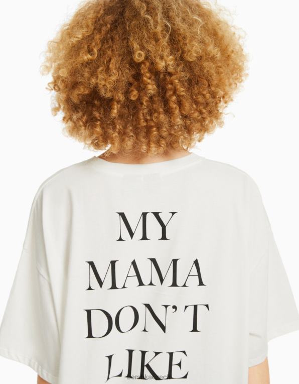 unisex Bershka tričko s krátkým rukávem s potiskem justin bieber P88443706 oblečení špinavě bílé