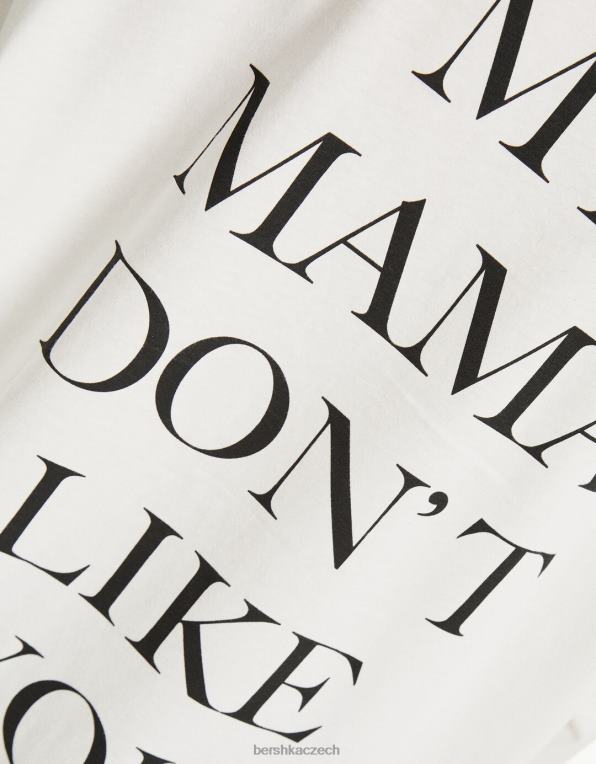 unisex Bershka tričko s krátkým rukávem s potiskem justin bieber P88443706 oblečení špinavě bílé