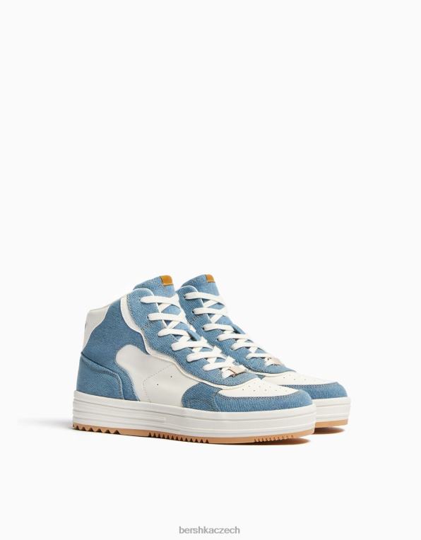 unisex Bershka kontrastní vysoké tenisky P88444181 obuv vymytá modrá