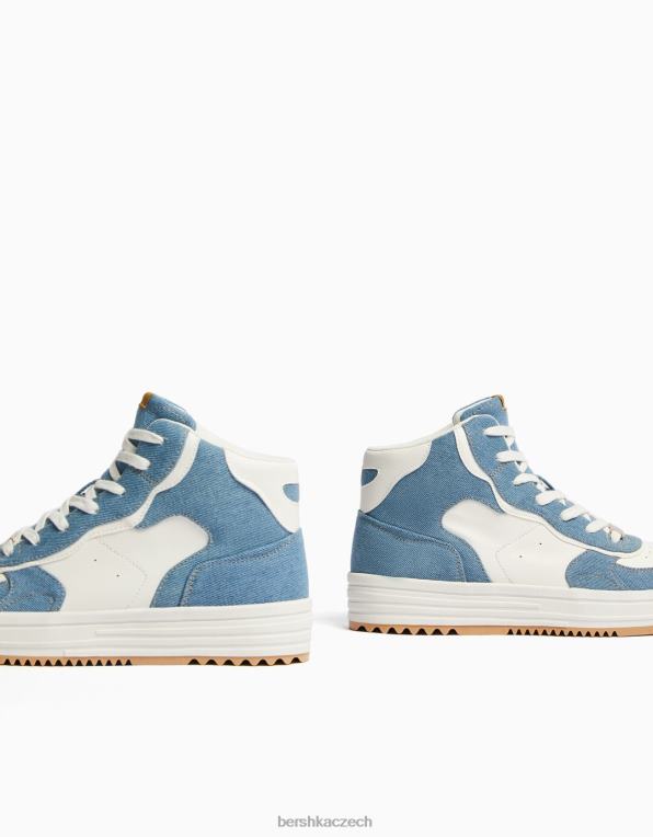unisex Bershka kontrastní vysoké tenisky P88444181 obuv vymytá modrá