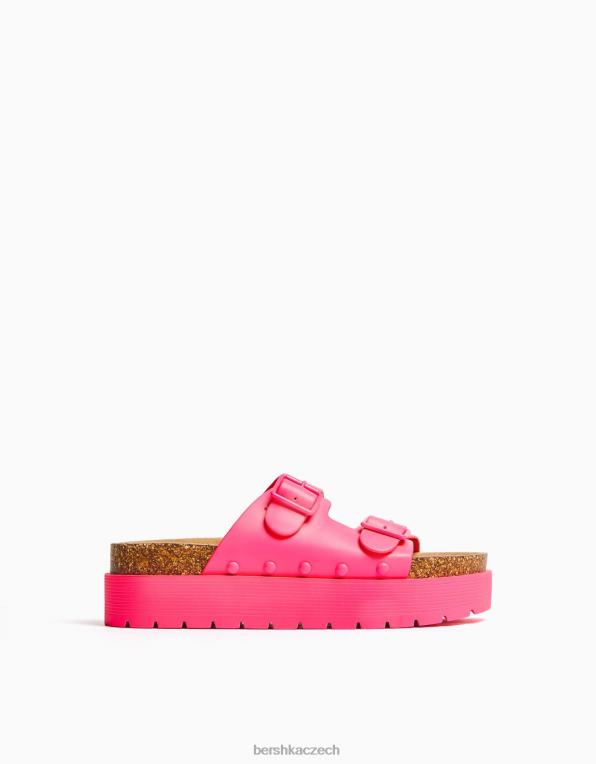 unisex Bershka sandály na ploché platformě s přezkami P88444190 obuv fuchsie