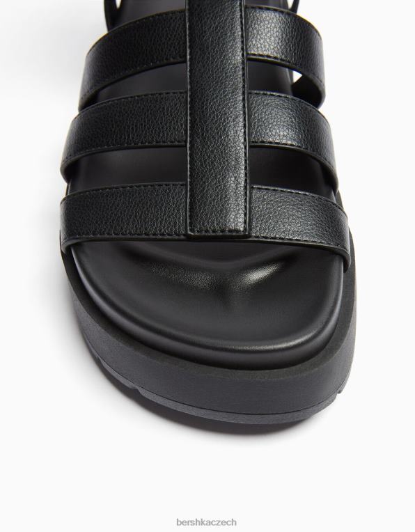 unisex Bershka sandály s plochou klecí P88444168 obuv Černá