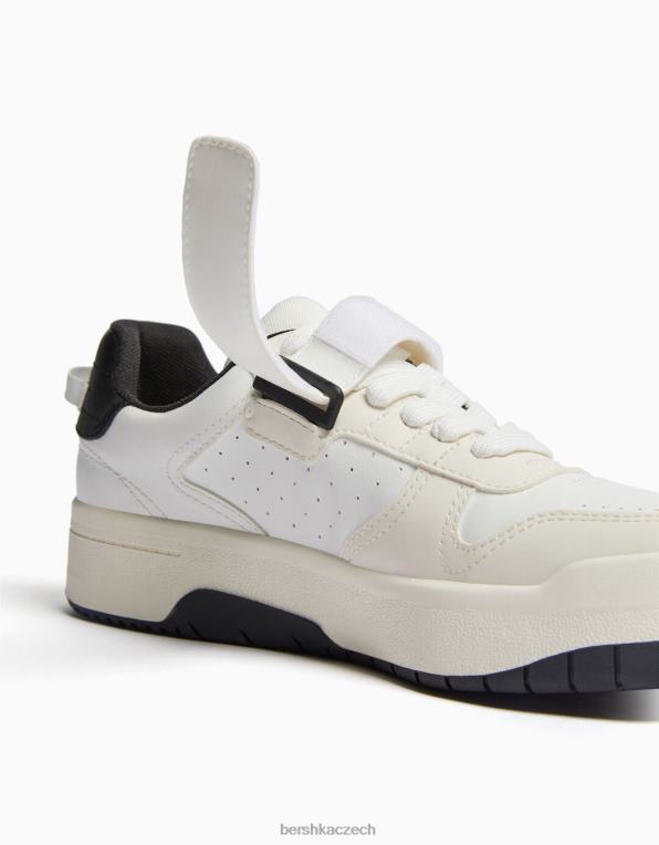 unisex Bershka tenisky brogue s detailem pásku P88444195 obuv bílý
