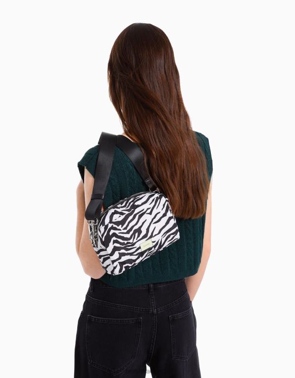 unisex Bershka Crossbody kabelka s potiskem zebra P88444212 Příslušenství Šedá
