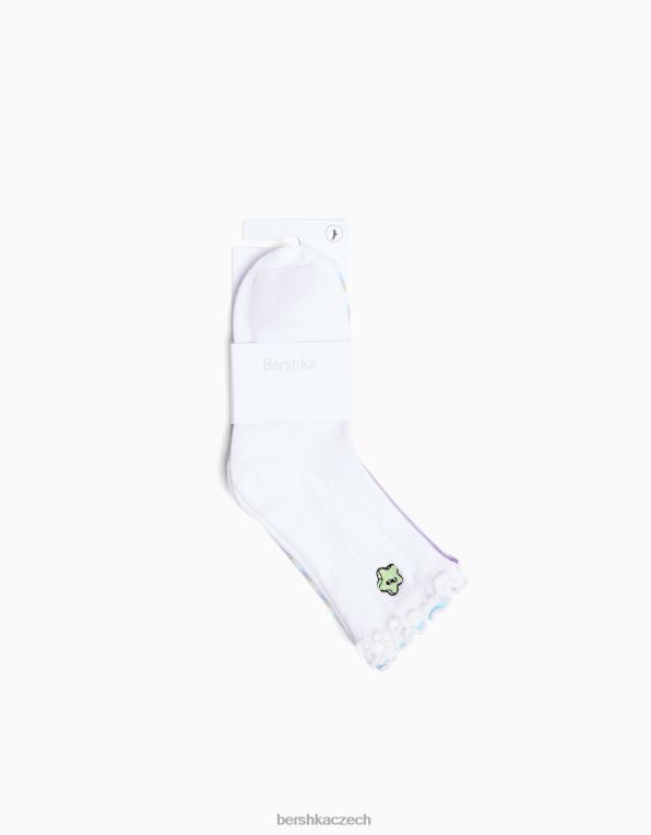 unisex Bershka balení 3 párů vyšívaných ponožek P88444229 Příslušenství zelená