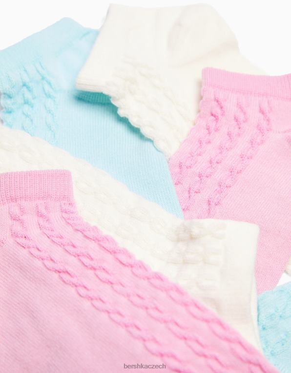 unisex Bershka balení 3 strukturovaných kotníkových ponožek P88444207 Příslušenství světle modrá