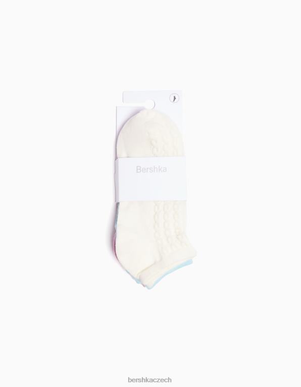 unisex Bershka balení 3 strukturovaných kotníkových ponožek P88444207 Příslušenství světle modrá