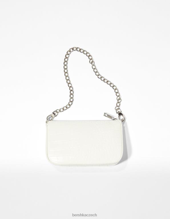 unisex Bershka falešná croc taška s detailem řetízku P88444203 Příslušenství bílý