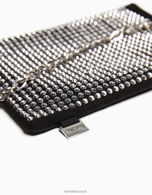 unisex Bershka posetá taška na mobil s řetízkem P88444202 Příslušenství Černá