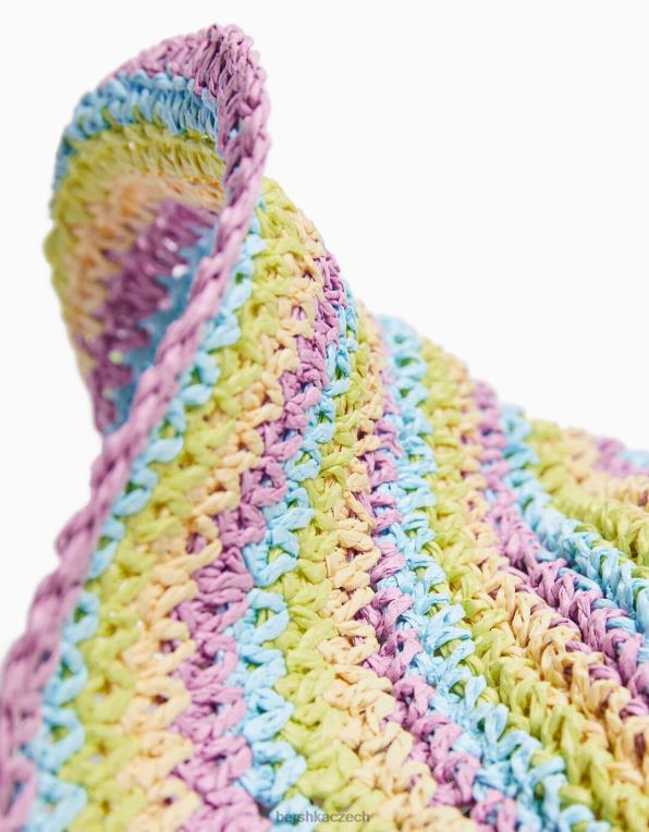 unisex Bershka pruhovaný klobouk z rafie P88444211 Příslušenství fialový