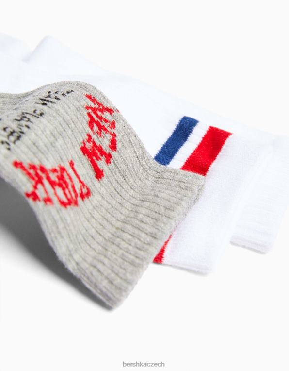 unisex Bershka sada 3 univerzitních ponožek P88444199 Příslušenství Šedá
