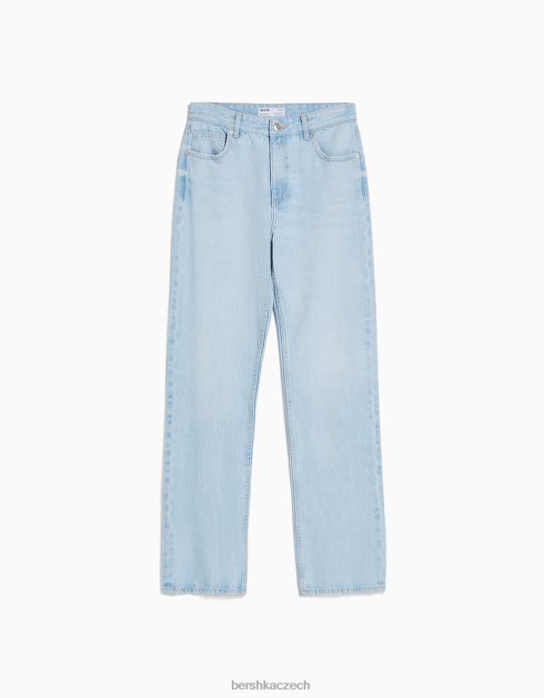 ženy Bershka džíny rovného střihu P88441522 oblečení světle modrá