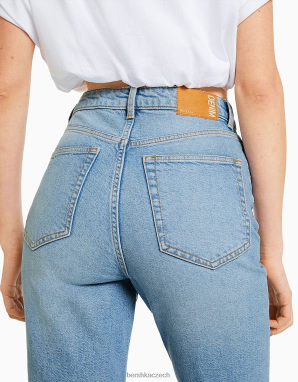 ženy Bershka džíny slim comfort fit mom P88441521 oblečení světle modrá