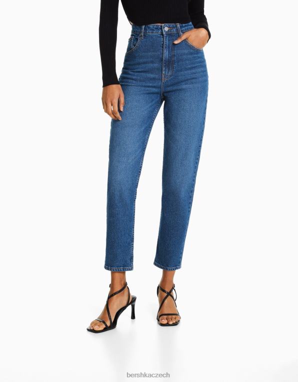 ženy Bershka džíny slim comfort fit mom P88441987 oblečení modrý