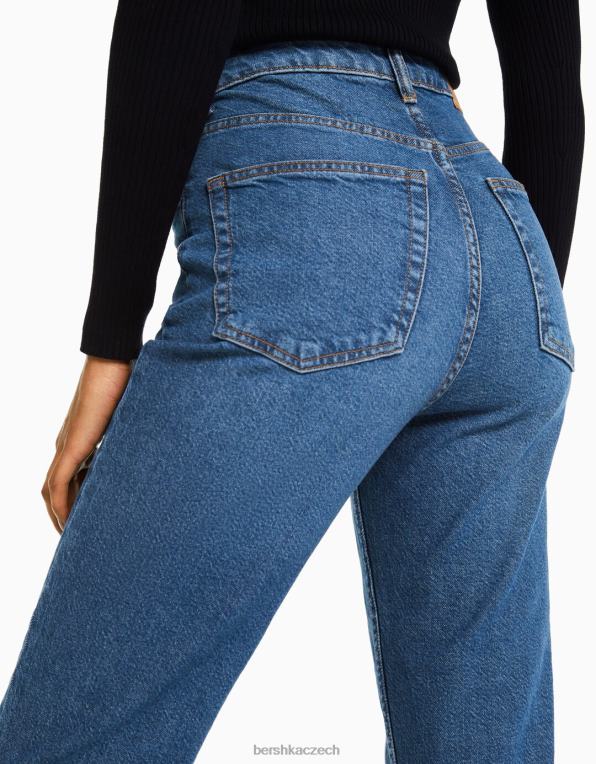 ženy Bershka džíny slim comfort fit mom P88441987 oblečení modrý
