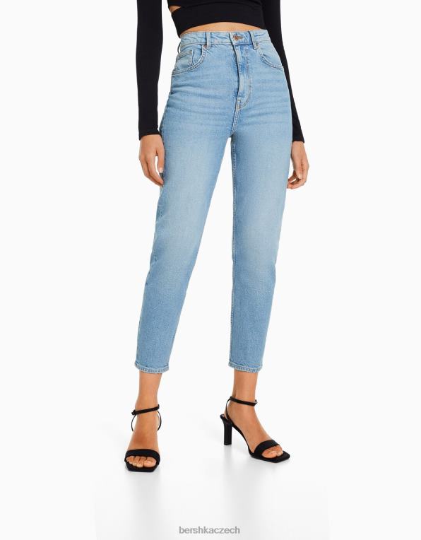 ženy Bershka džíny slim comfort fit mom P88441992 oblečení světle modrá